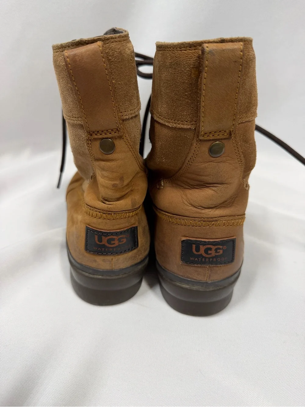 UGG | Azaria Waterproof Boots Brown Leather Lace Up Women's Size 9.5